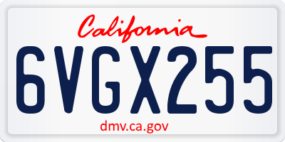 CA license plate 6VGX255
