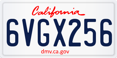 CA license plate 6VGX256