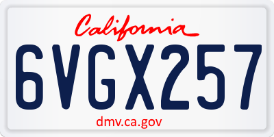 CA license plate 6VGX257