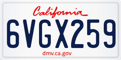 CA license plate 6VGX259