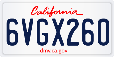 CA license plate 6VGX260