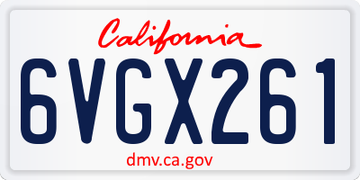 CA license plate 6VGX261