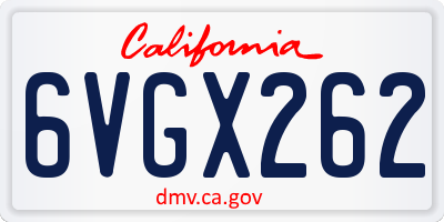 CA license plate 6VGX262