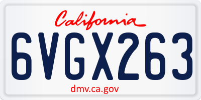 CA license plate 6VGX263