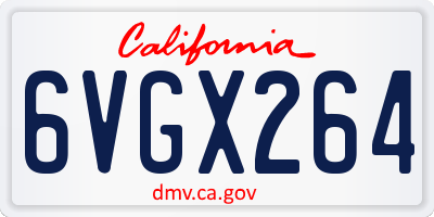CA license plate 6VGX264