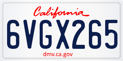CA license plate 6VGX265