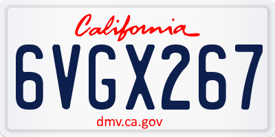 CA license plate 6VGX267