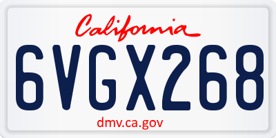 CA license plate 6VGX268