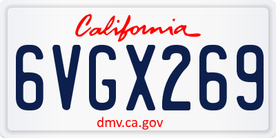 CA license plate 6VGX269