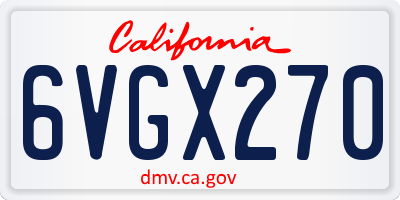 CA license plate 6VGX270