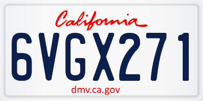 CA license plate 6VGX271