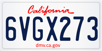 CA license plate 6VGX273