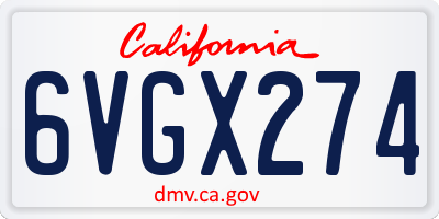 CA license plate 6VGX274