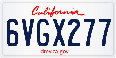 CA license plate 6VGX277