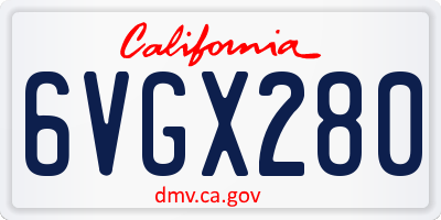 CA license plate 6VGX280