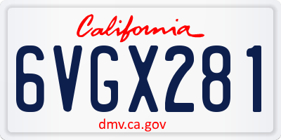 CA license plate 6VGX281