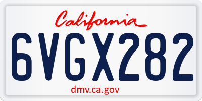 CA license plate 6VGX282