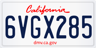 CA license plate 6VGX285