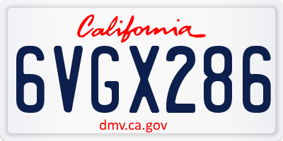 CA license plate 6VGX286