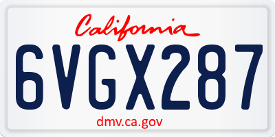 CA license plate 6VGX287
