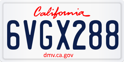CA license plate 6VGX288