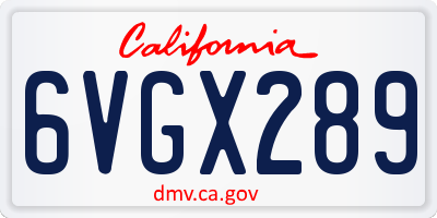 CA license plate 6VGX289