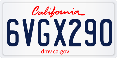 CA license plate 6VGX290