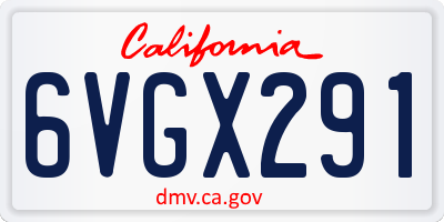 CA license plate 6VGX291