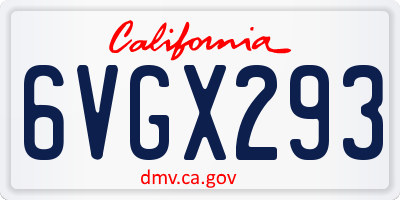 CA license plate 6VGX293