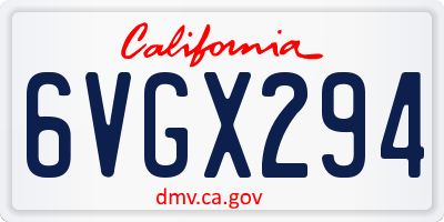 CA license plate 6VGX294