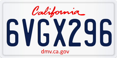 CA license plate 6VGX296