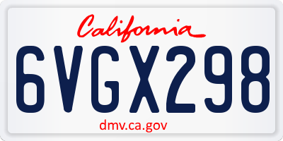 CA license plate 6VGX298