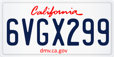 CA license plate 6VGX299