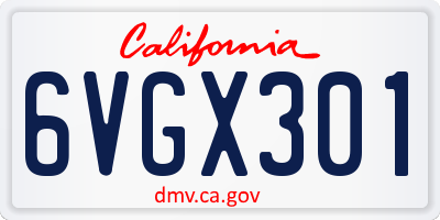 CA license plate 6VGX301