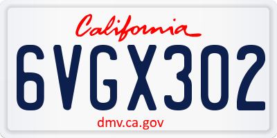 CA license plate 6VGX302