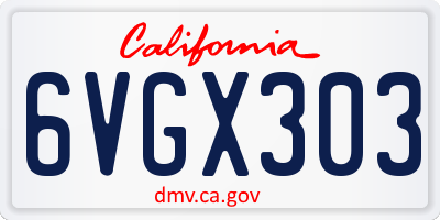 CA license plate 6VGX303
