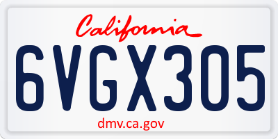 CA license plate 6VGX305
