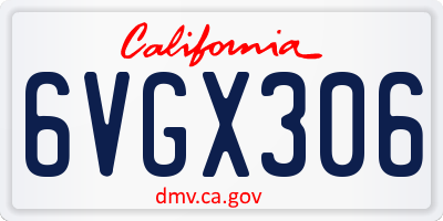 CA license plate 6VGX306