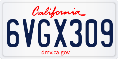 CA license plate 6VGX309