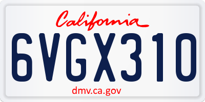 CA license plate 6VGX310