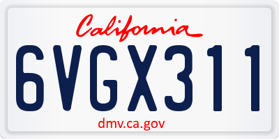 CA license plate 6VGX311