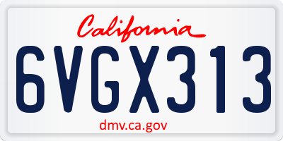 CA license plate 6VGX313