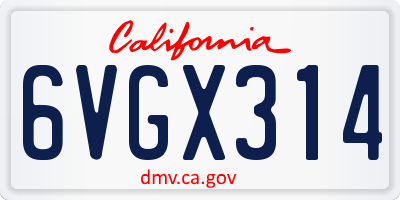 CA license plate 6VGX314