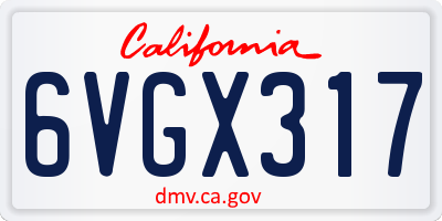 CA license plate 6VGX317