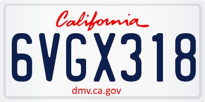 CA license plate 6VGX318
