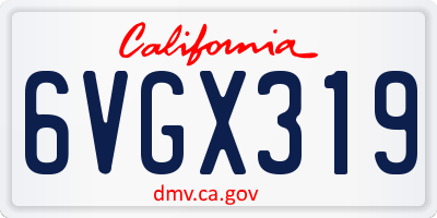 CA license plate 6VGX319