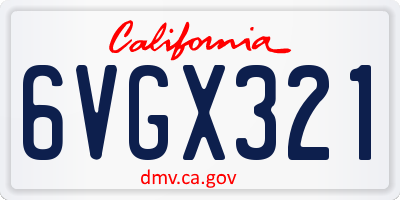 CA license plate 6VGX321
