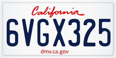 CA license plate 6VGX325