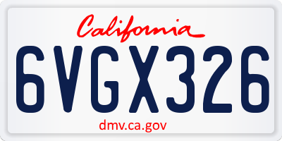 CA license plate 6VGX326