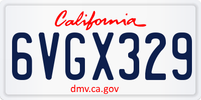 CA license plate 6VGX329